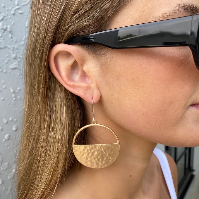 CHEMISTRY Hammered Orbit Earrings.jpg Earrings - Chemistry Hamm. Orbit Gold