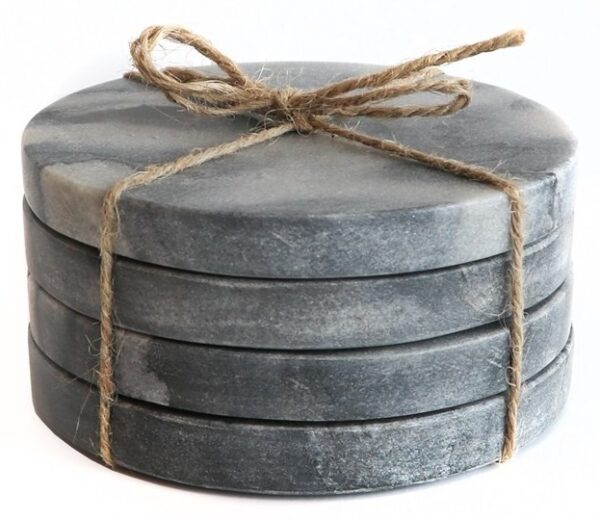Coasters Marble Grey Rnd Set/4