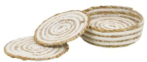 Coasters - Round S/4 Simply White Cloth
