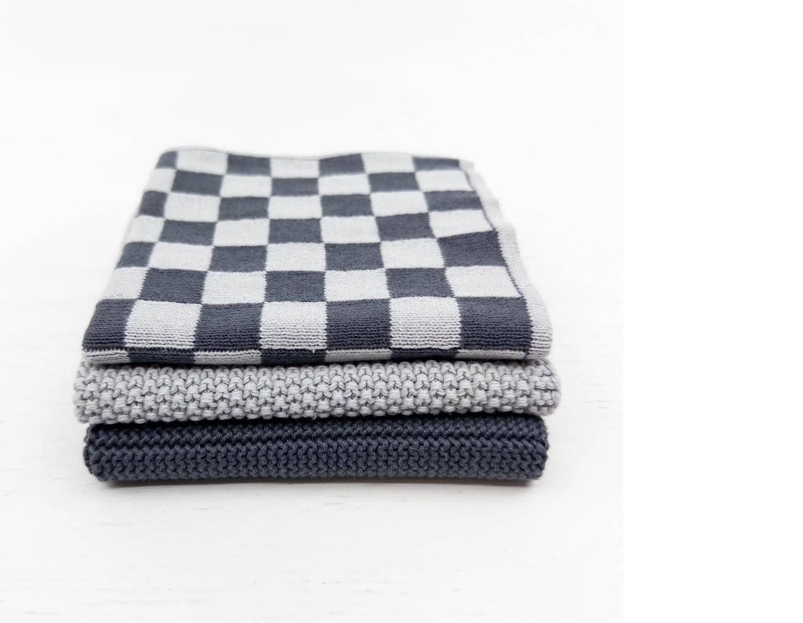 Dishcloths Variety 3pk - Graphite Lunar Chequer.jpg Cloths - Mixed 3pk GRAPHITE LUNA CHQ DC