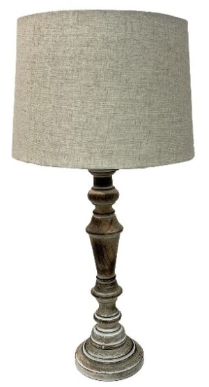 Lamp - Table Burnt Wood & Linen Shade