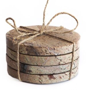 Coasters Marble Pink/Taupe Rnd Set/4
