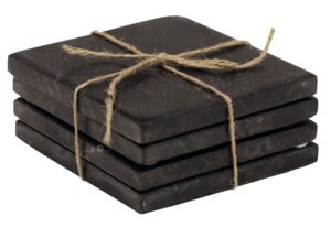 Coasters Marble Blk Sqe Set/4