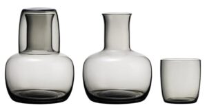 Glass Water Carafe/Tumbler Set Charcoal