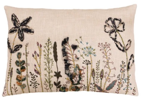 Cushion Embroided Flower Feather Inner 40x55.jpg Cushion - Flora Flower Embroid. 40x60