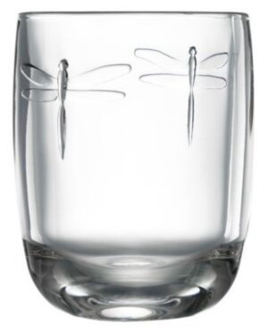 Glass Dragonfly Tumbler Short White