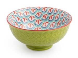 Bowl Nibble Green Blue Geometric 12cm